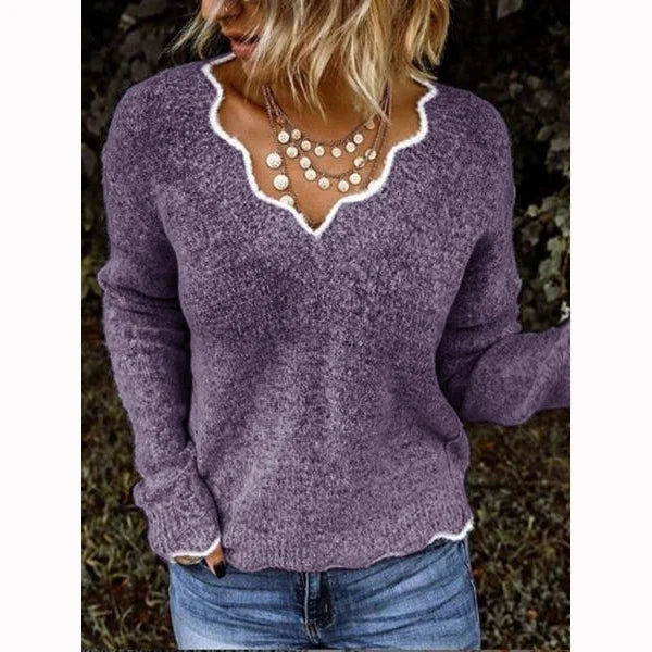 Gebreide V-Hals Trui – Casual & Comfortabel