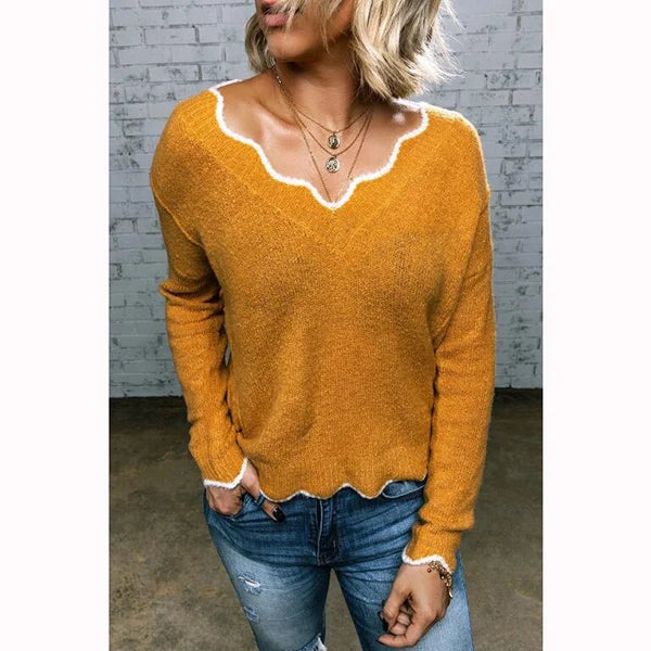 Gebreide V-Hals Trui – Casual & Comfortabel