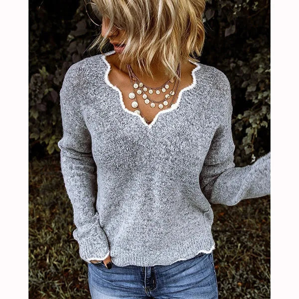 Gebreide V-Hals Trui – Casual & Comfortabel