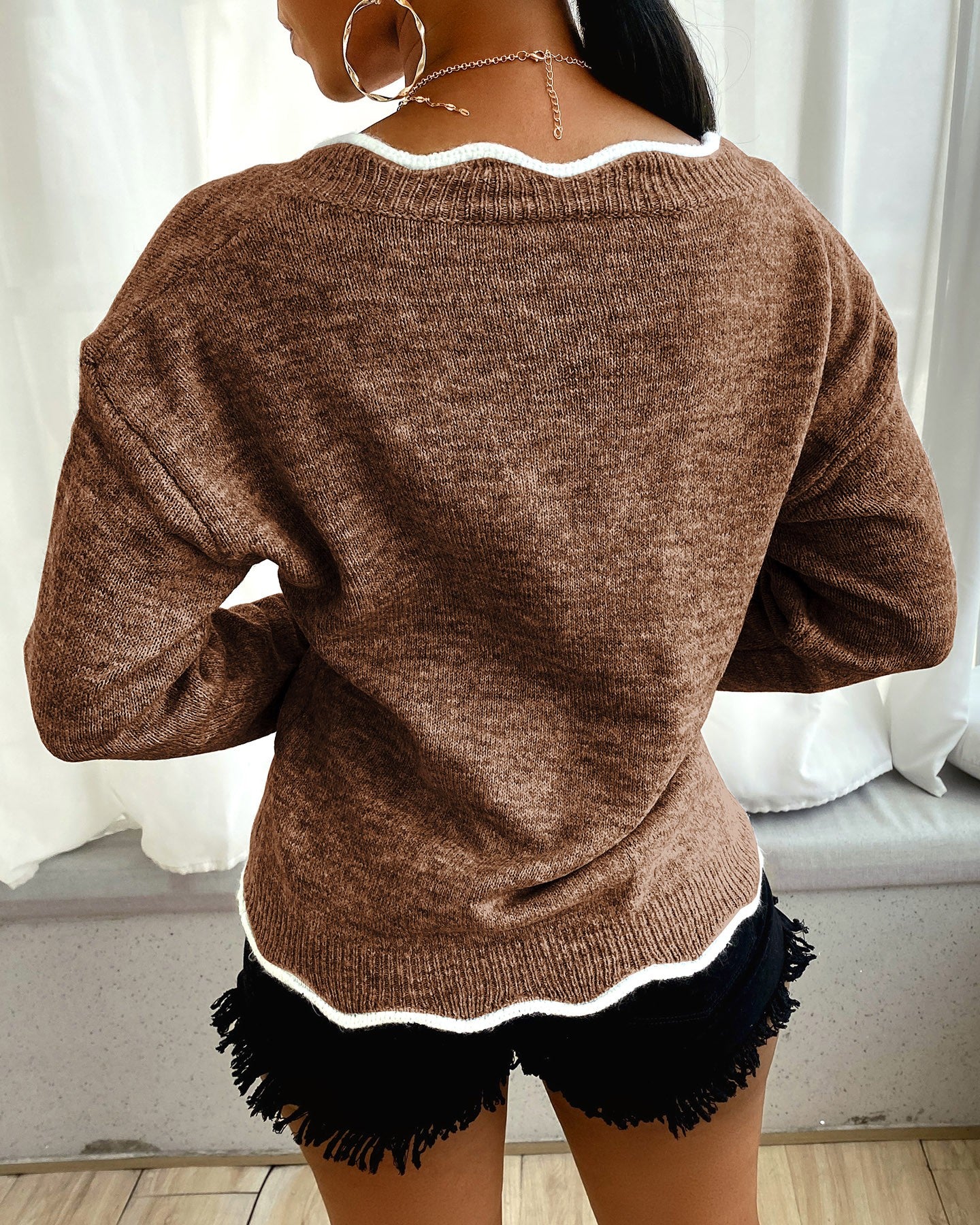 Gebreide V-Hals Trui – Casual & Comfortabel