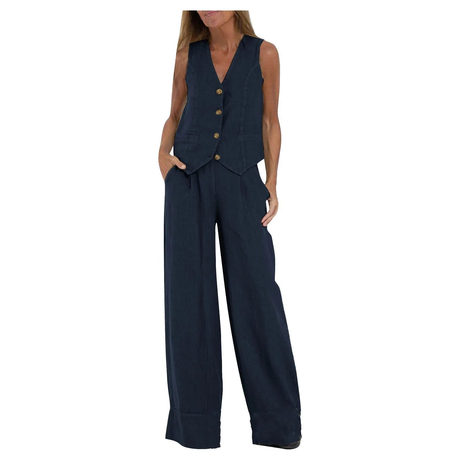Dames pak  – Mouwloos Gilet & Broek Set