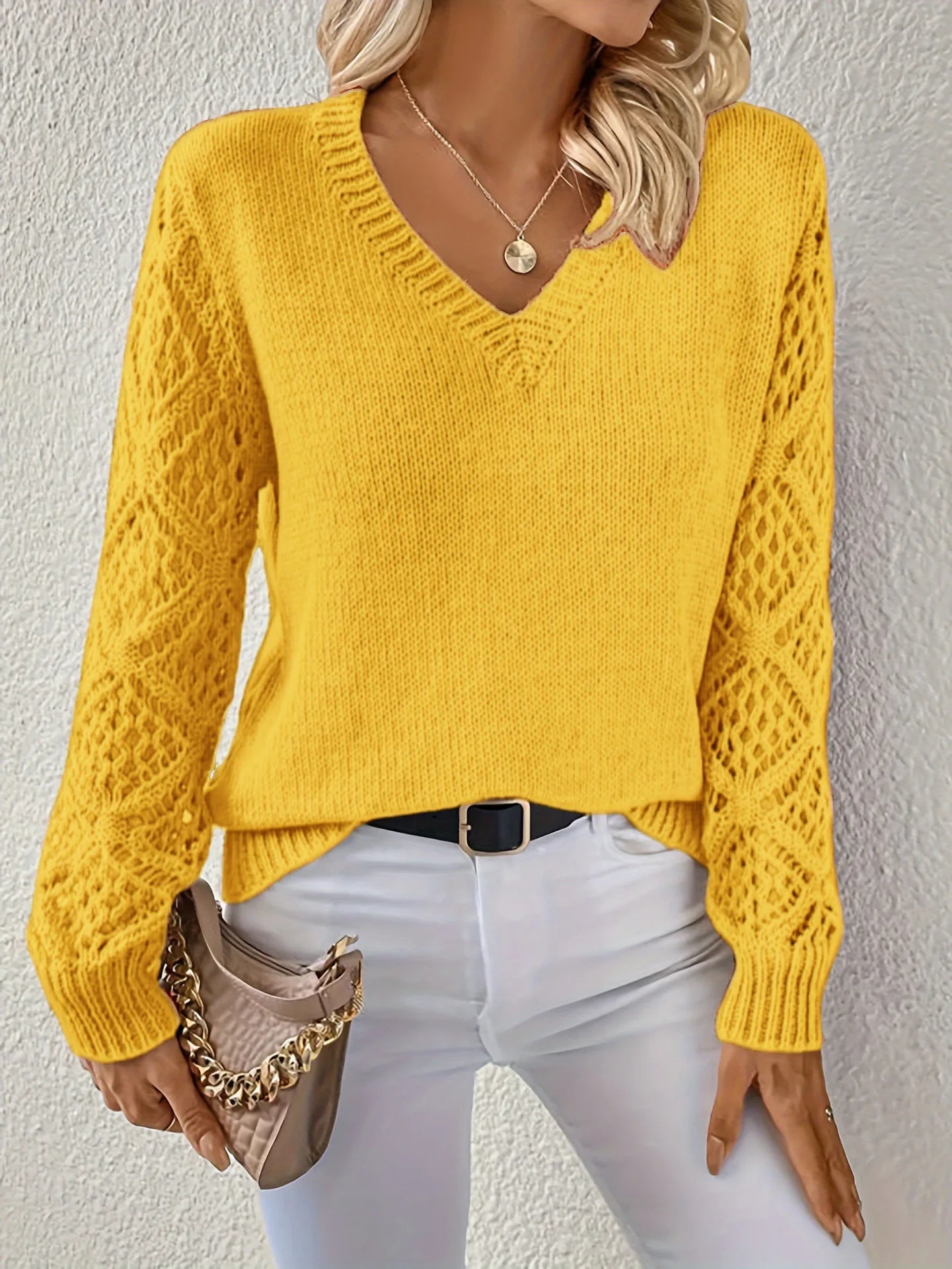 Casual V-Hals Gebreide Trui