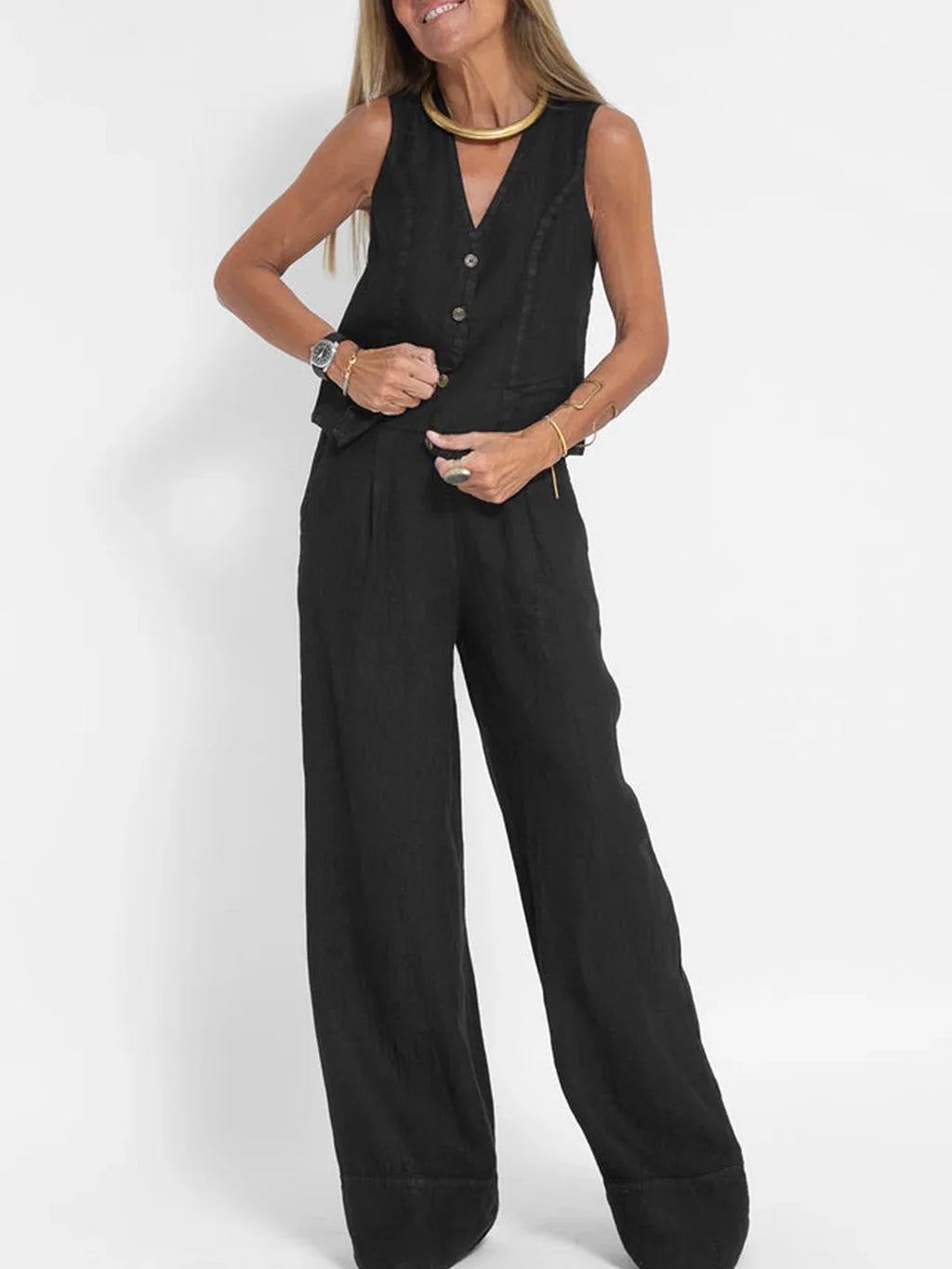 Dames pak  – Mouwloos Gilet & Broek Set