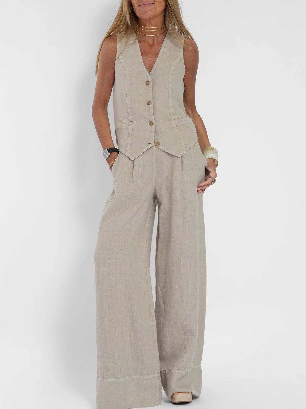 Dames pak  – Mouwloos Gilet & Broek Set