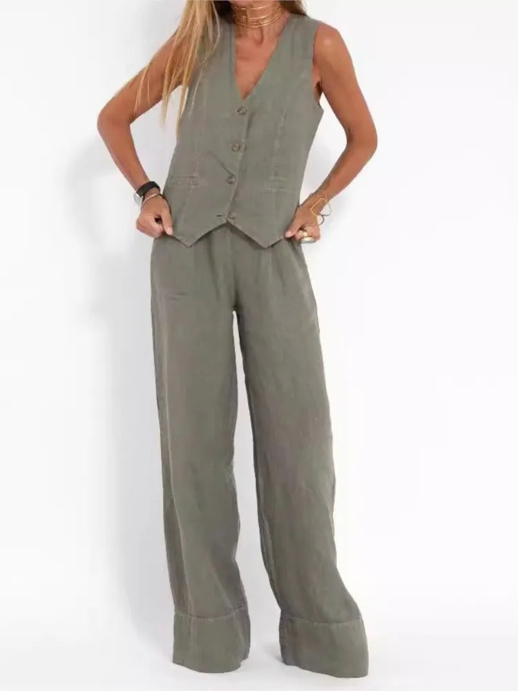 Dames pak  – Mouwloos Gilet & Broek Set