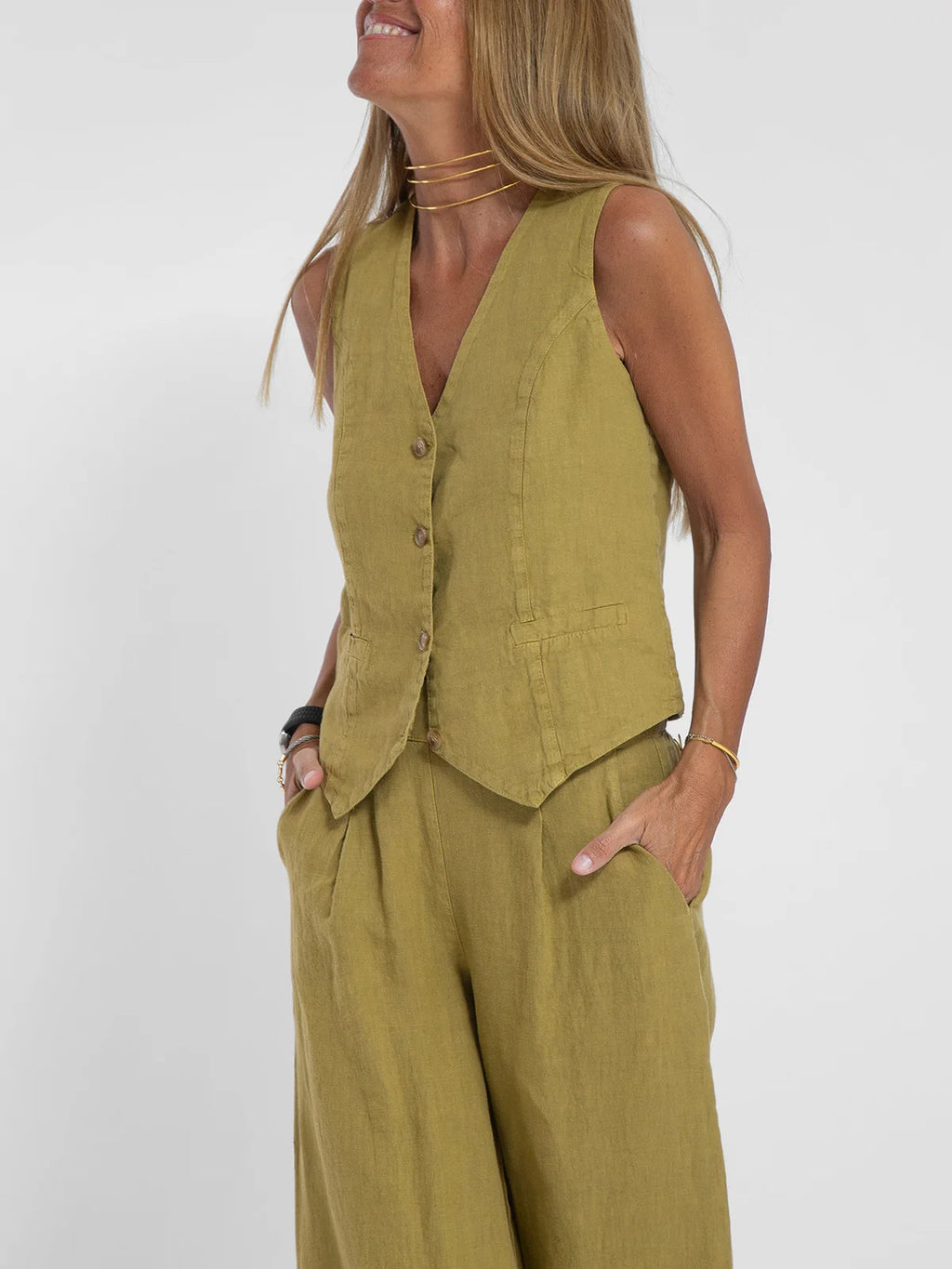 Dames pak  – Mouwloos Gilet & Broek Set