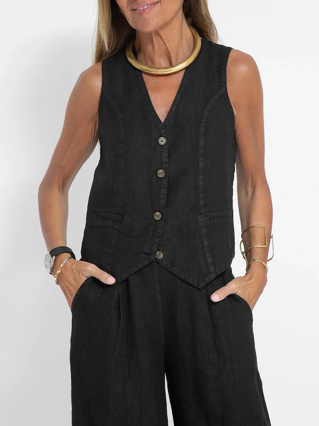 Dames pak  – Mouwloos Gilet & Broek Set