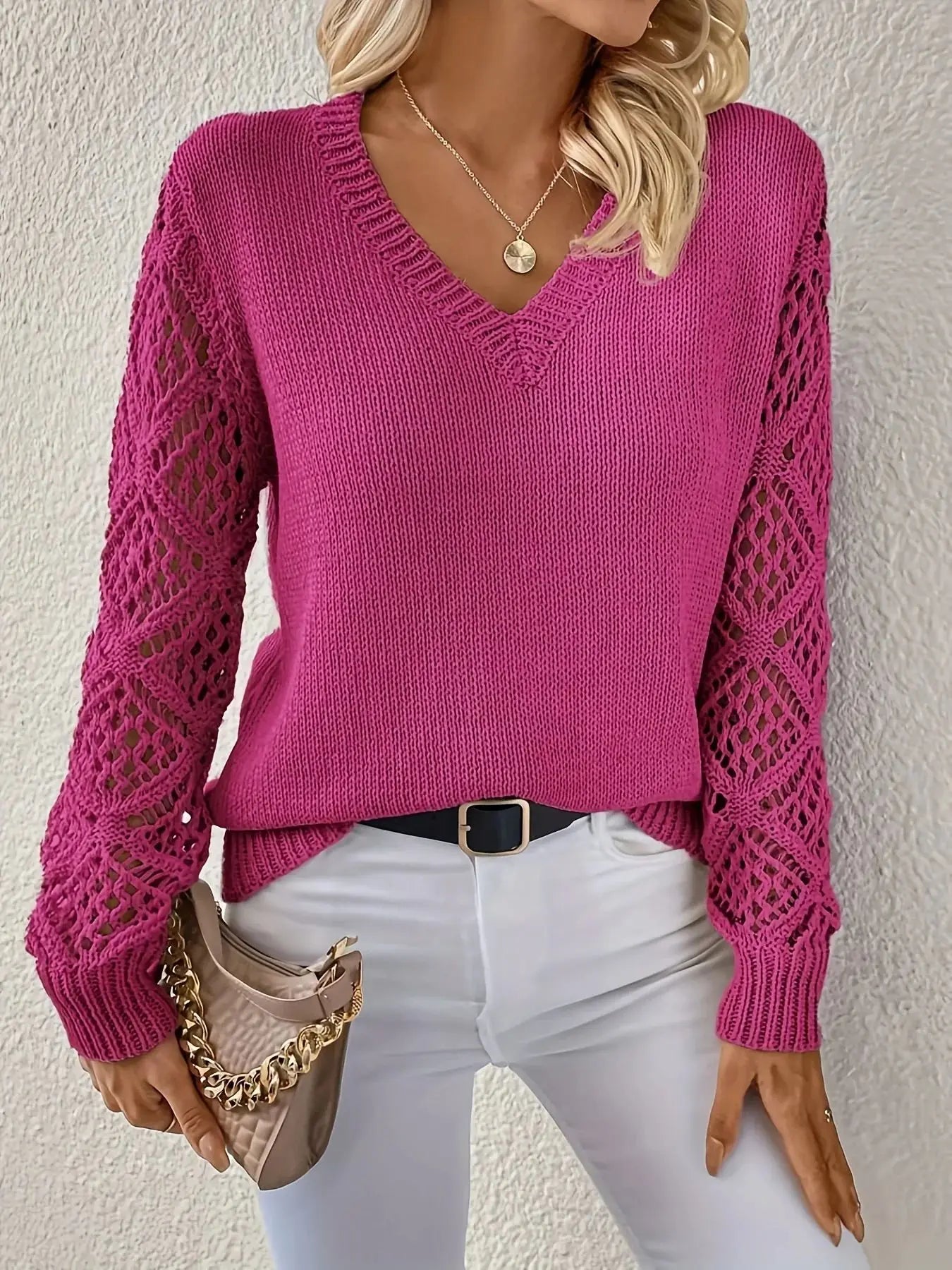 Casual V-Hals Gebreide Trui