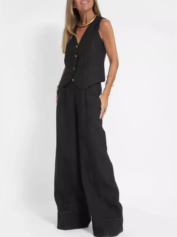 Dames pak  – Mouwloos Gilet & Broek Set