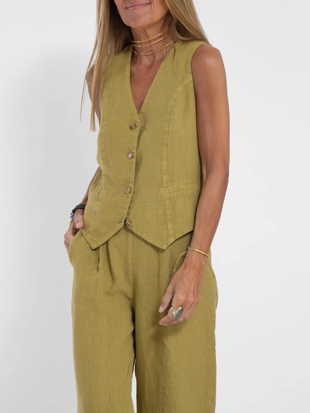 Dames pak  – Mouwloos Gilet & Broek Set