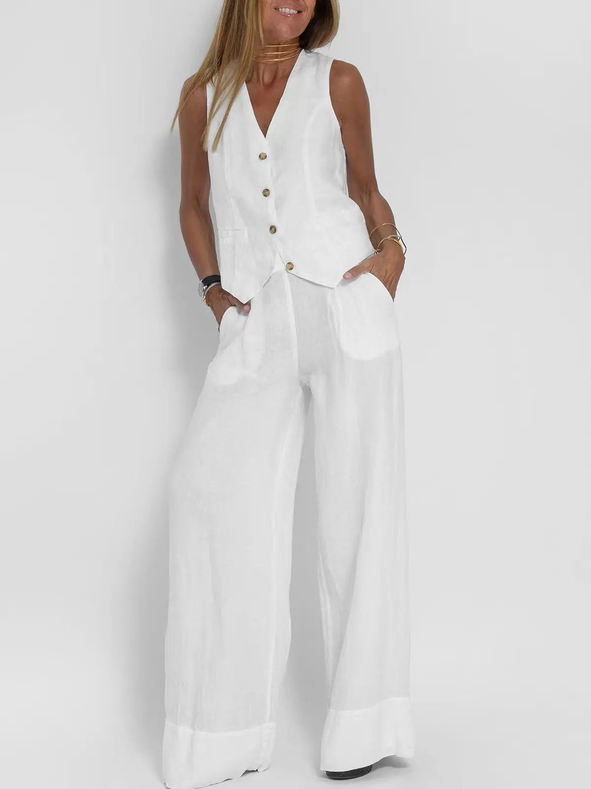 Dames pak  – Mouwloos Gilet & Broek Set