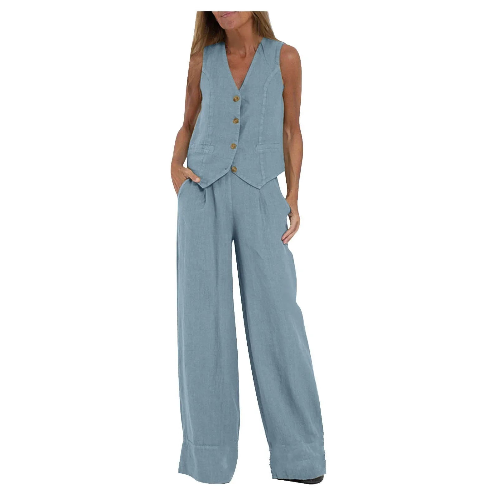 Dames pak  – Mouwloos Gilet & Broek Set