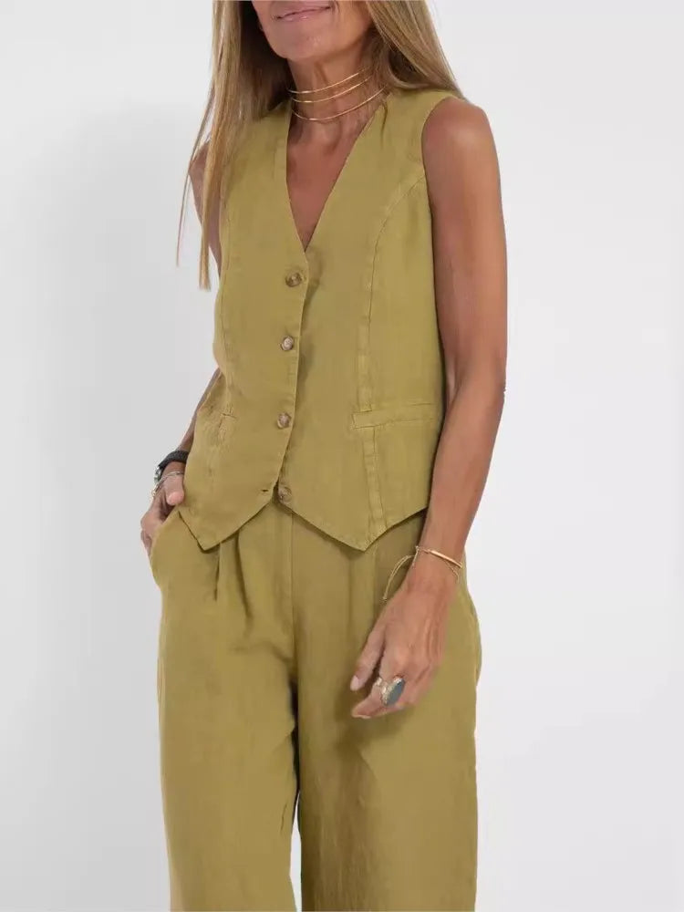 Dames pak  – Mouwloos Gilet & Broek Set