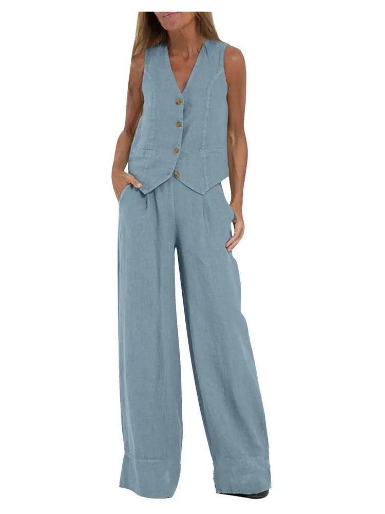 Dames pak  – Mouwloos Gilet & Broek Set
