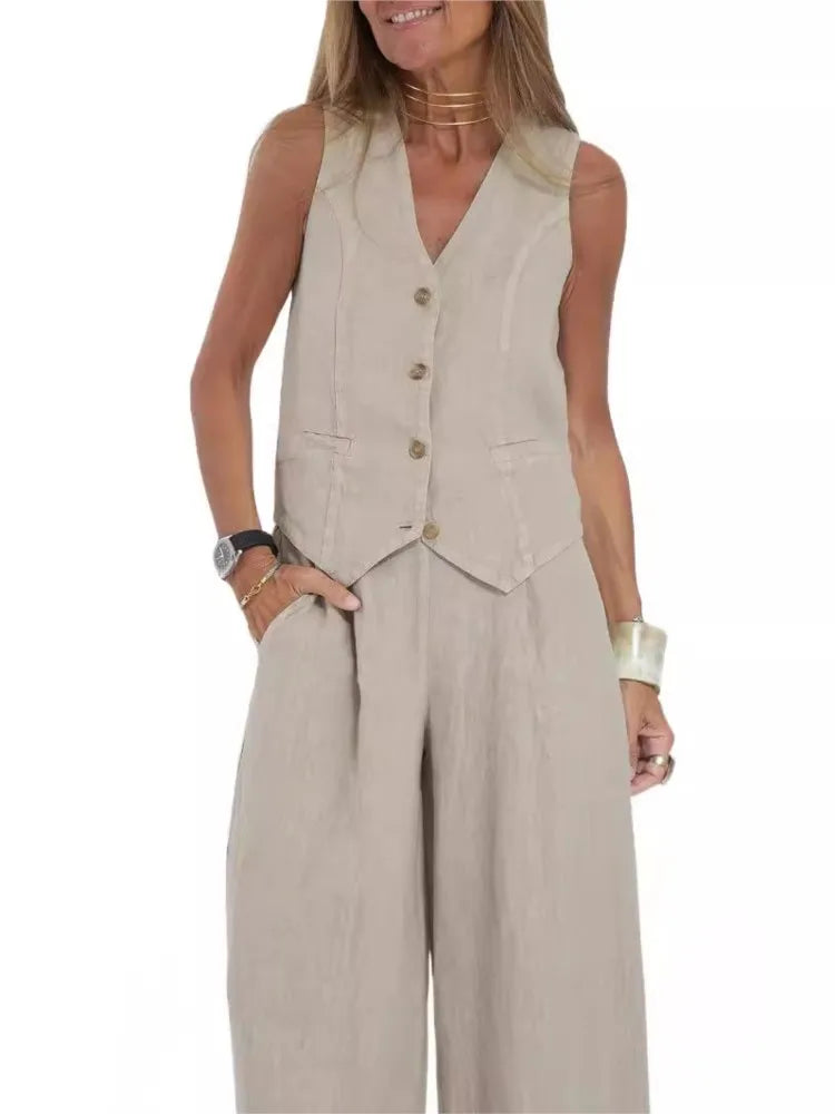 Dames pak  – Mouwloos Gilet & Broek Set